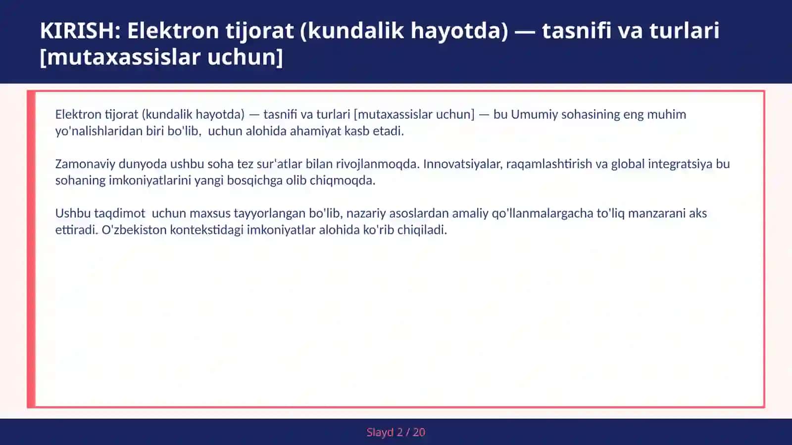 Elektron tijorat (kundalik hayotda) — tasnifi va turlari [mutaxassislar uchun] 2