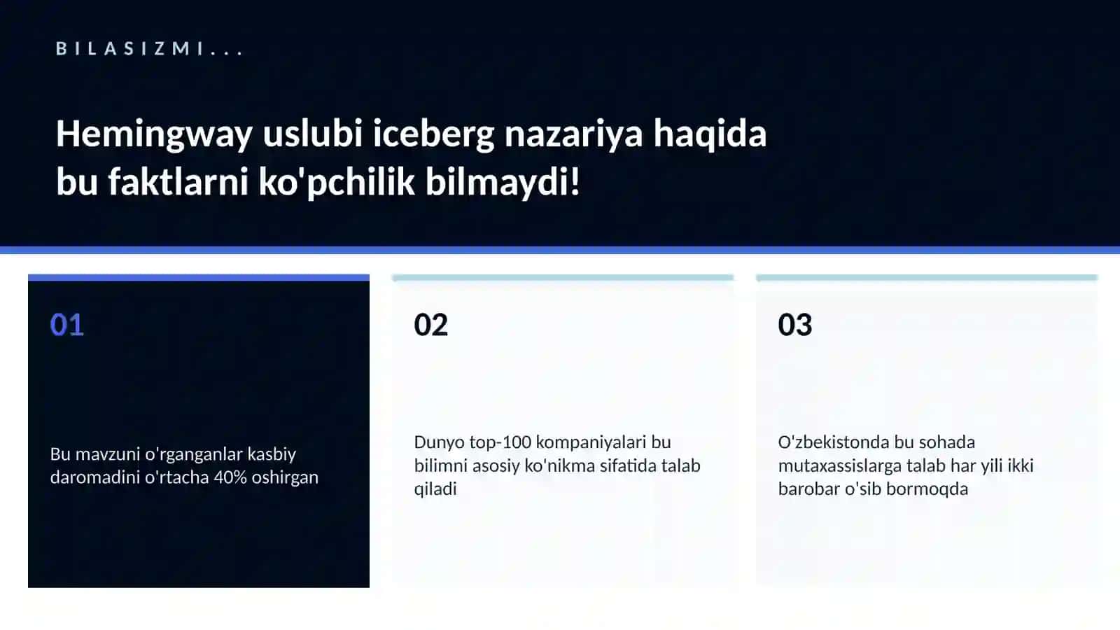 Hemingway uslubi iceberg nazariya 2
