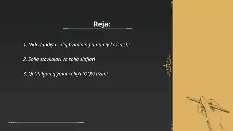 Niderlandiya soliq tizimi va uning uziga xos xususiyatlari 2