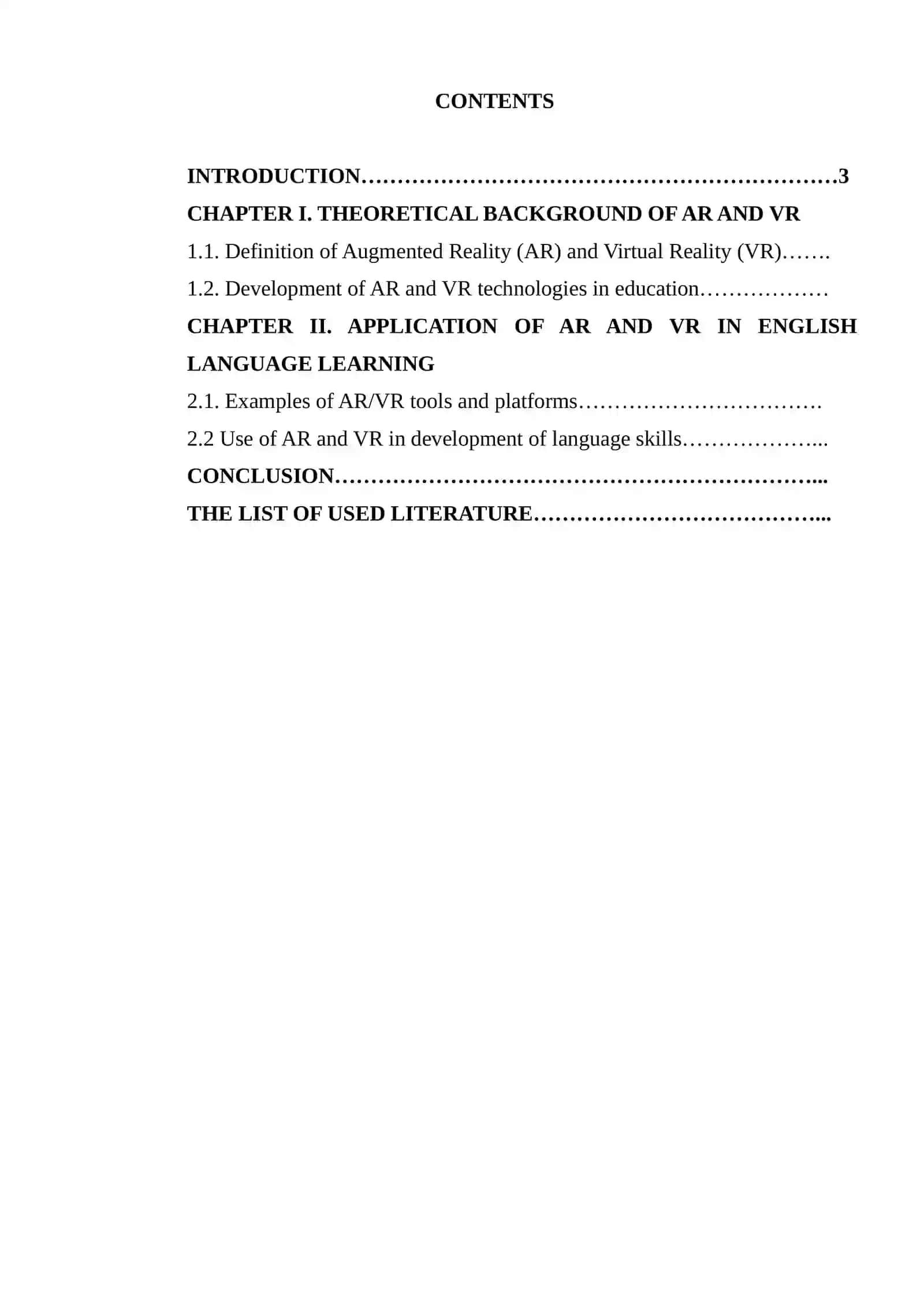 Course Work on Using Augmented Reality and Virtual Reality in English Language 2