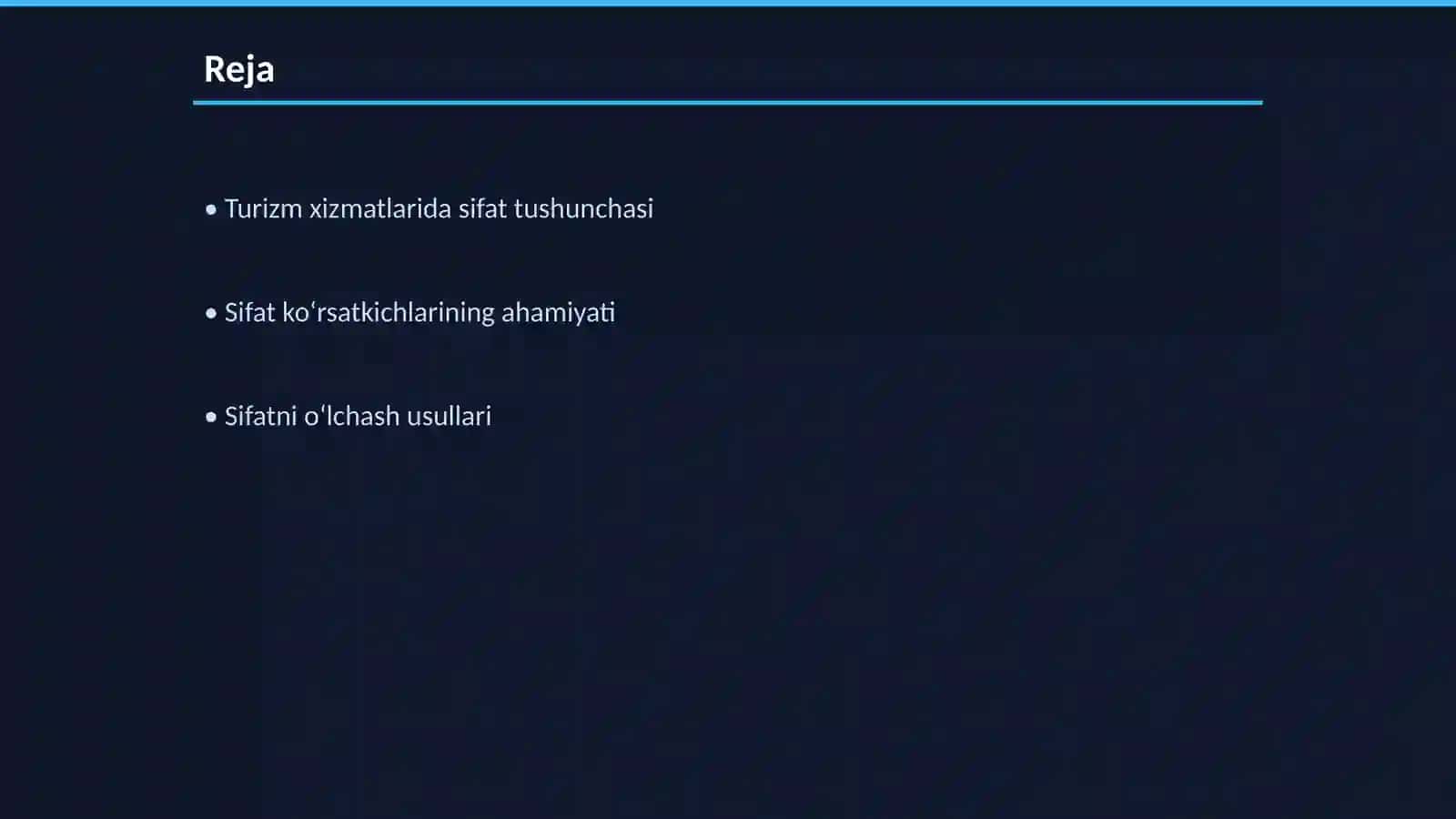 Turizm xizmatlarida sifat ko‘rsatkichlarini aniqlash mezonlari 2