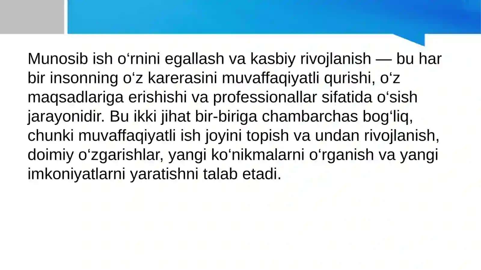Munosib ish o’rnini egallash 2