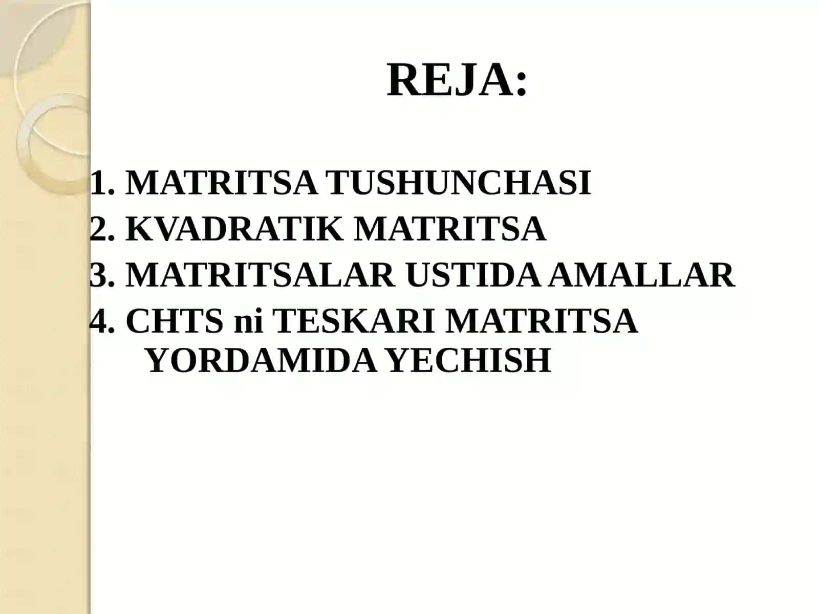 MATRITSA VA ULAR USTIDA AMALLAR 2