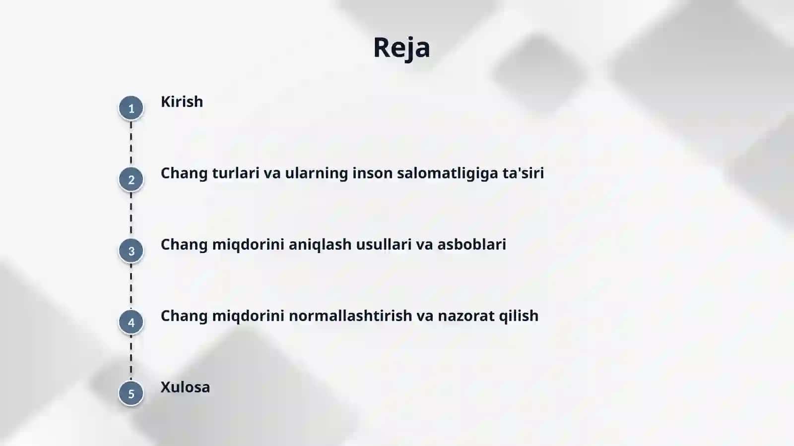 Ishlab chiqarish xonalari va ish joylaridagi havo tarkibida bo‘lgan chang miqdorini aniqlash. 2