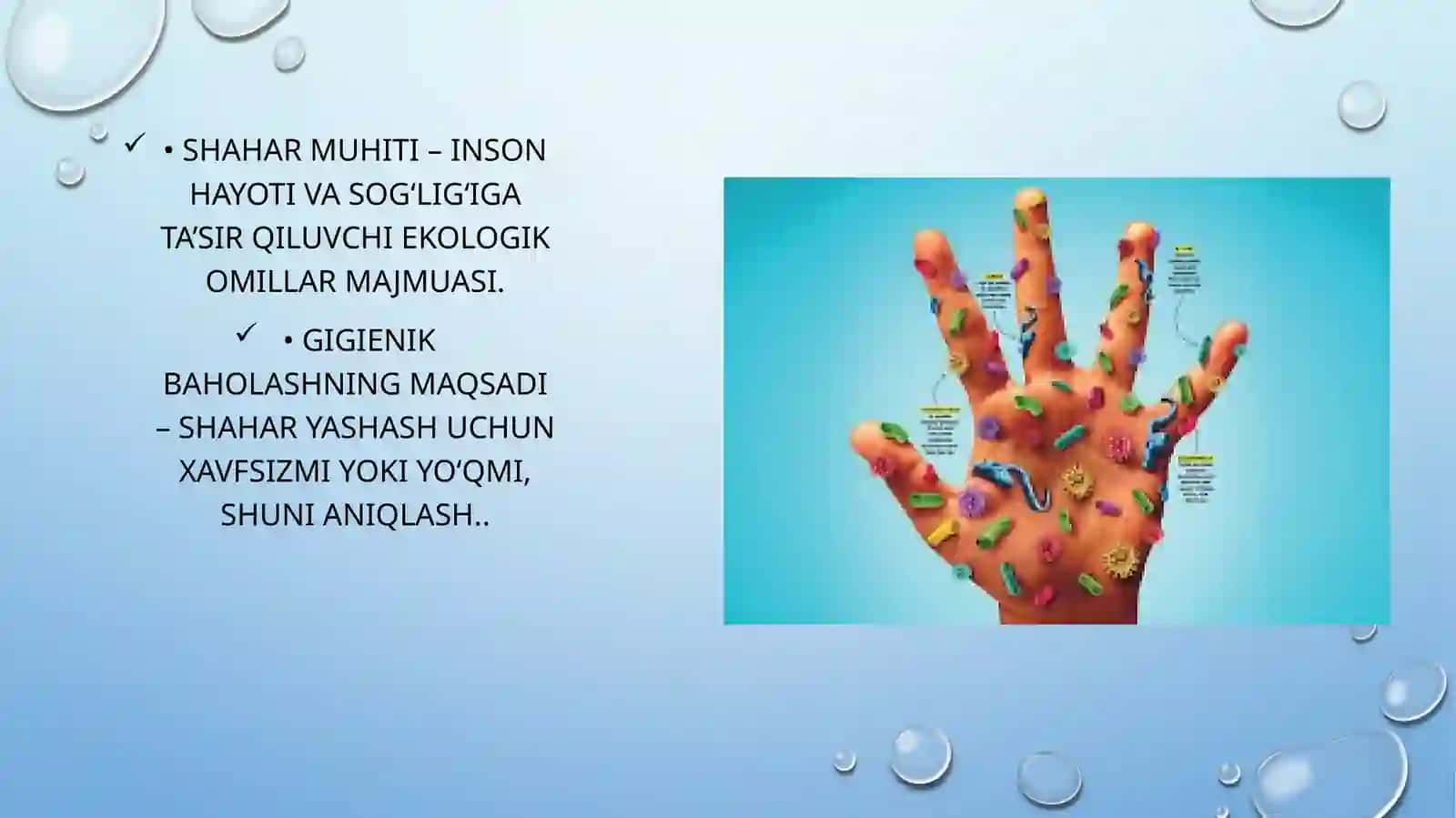 Shaxar muhitiga gigienik tarif 2