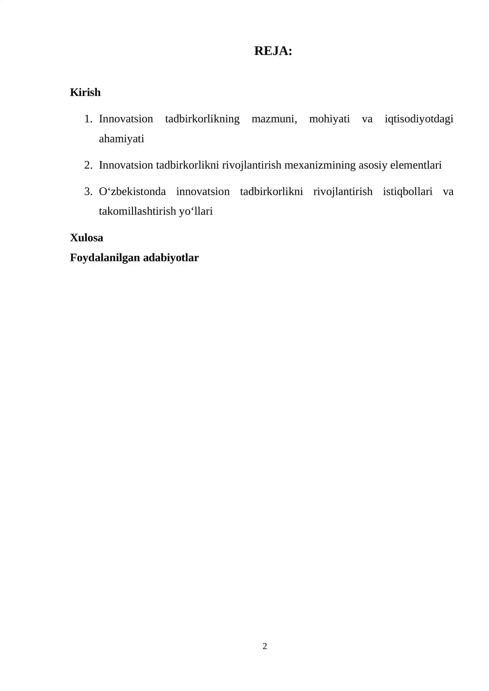 Innavatsion tadbirkorlikni rivojlantirish mexanizmi 2