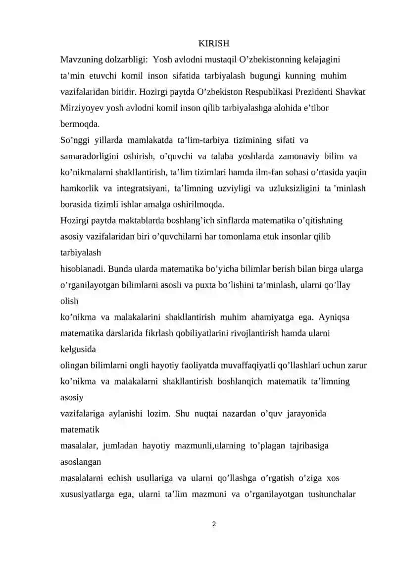 2-SINFDA GEOMETRIK MAZMUNDAGI MASALALARDAN FOYDALANISH METODIKASI 2