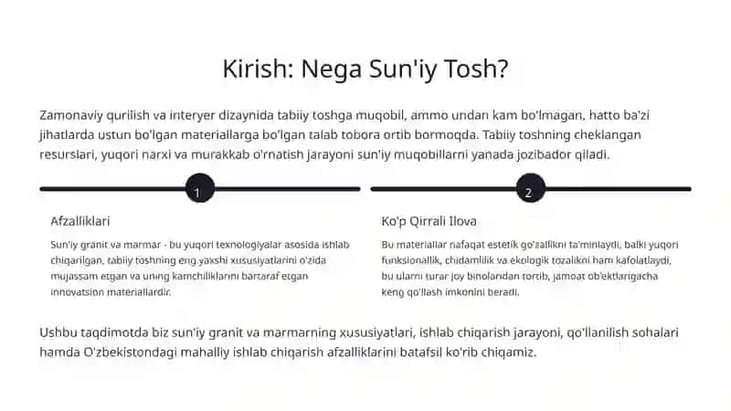 Sun'iy granit va marmardan tayyorlangan plitkalar ishlab chiqarish istiqbollari va jahon tajribasi2 2