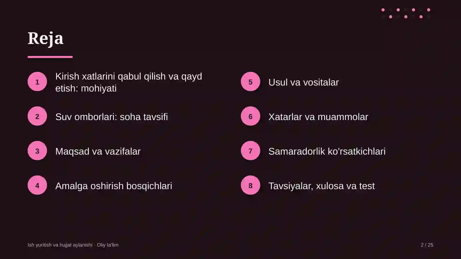 suv omborlarida kirish xatlarini qabul qilish va qayd etish 6438 2