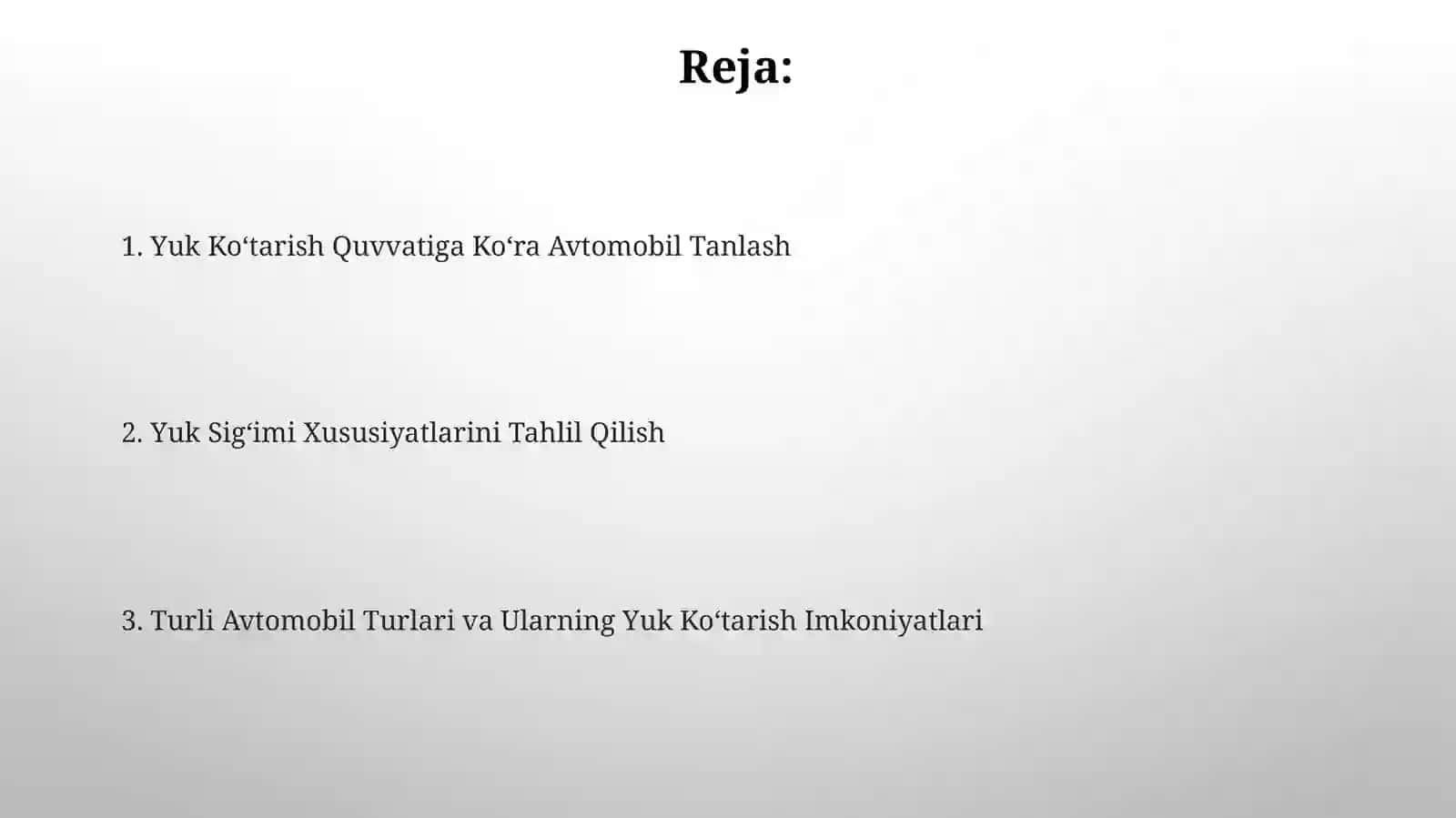 Avtomobillarni yuk ko'taruvchi anlash 2