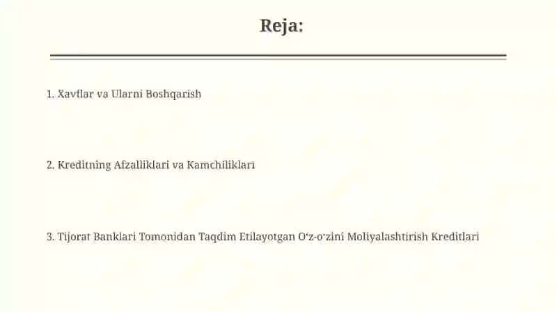 Tijorat Banklari Tomonidan Taqdim Etilayotgan Oʻz-oʻzini Moliyalashtirish Kreditlari 2