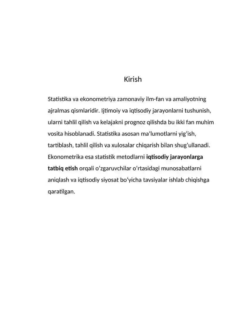 Statistika va Ekonometrika 2
