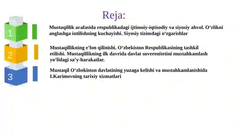 Mustaqil O‘zbekiston Respublikasining tashkiltopishi 2