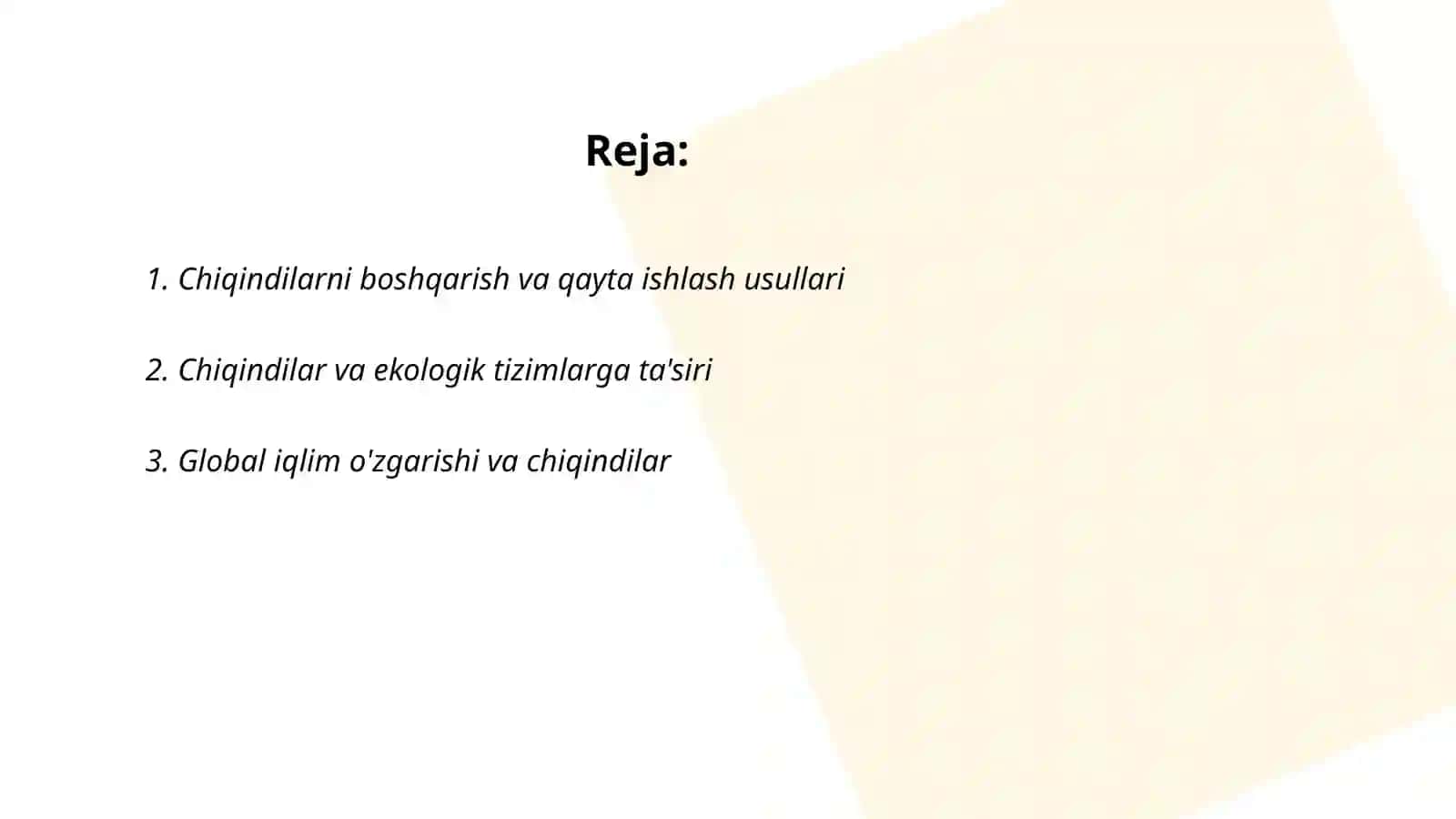 Chiqindi masalasi va global muammo sifatida 2