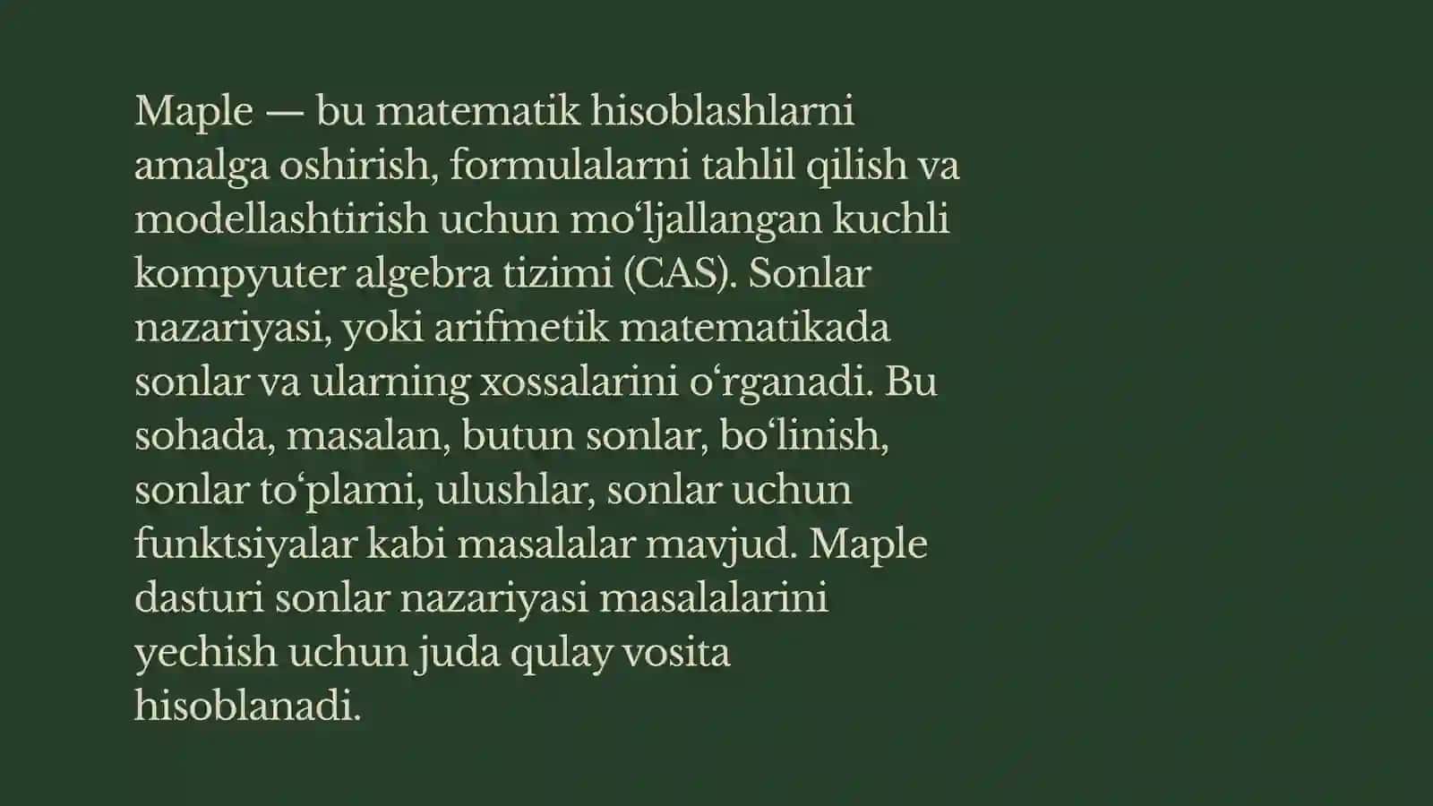 Maple Dasturida Sonlar Nazariyasi Masalalarini Yechish 2