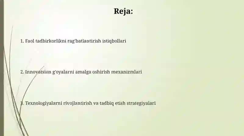Faol tadbirkorlik va innovatsion g'oyalar 2