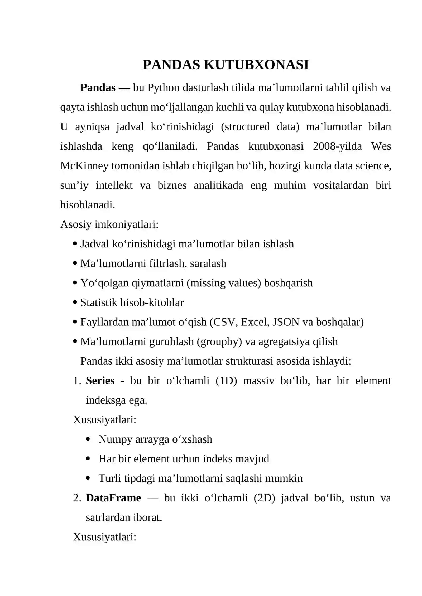 Sun'iy intelekt asoslari  amaliy ishlar toplami 2 kurs talabalari uchun 2