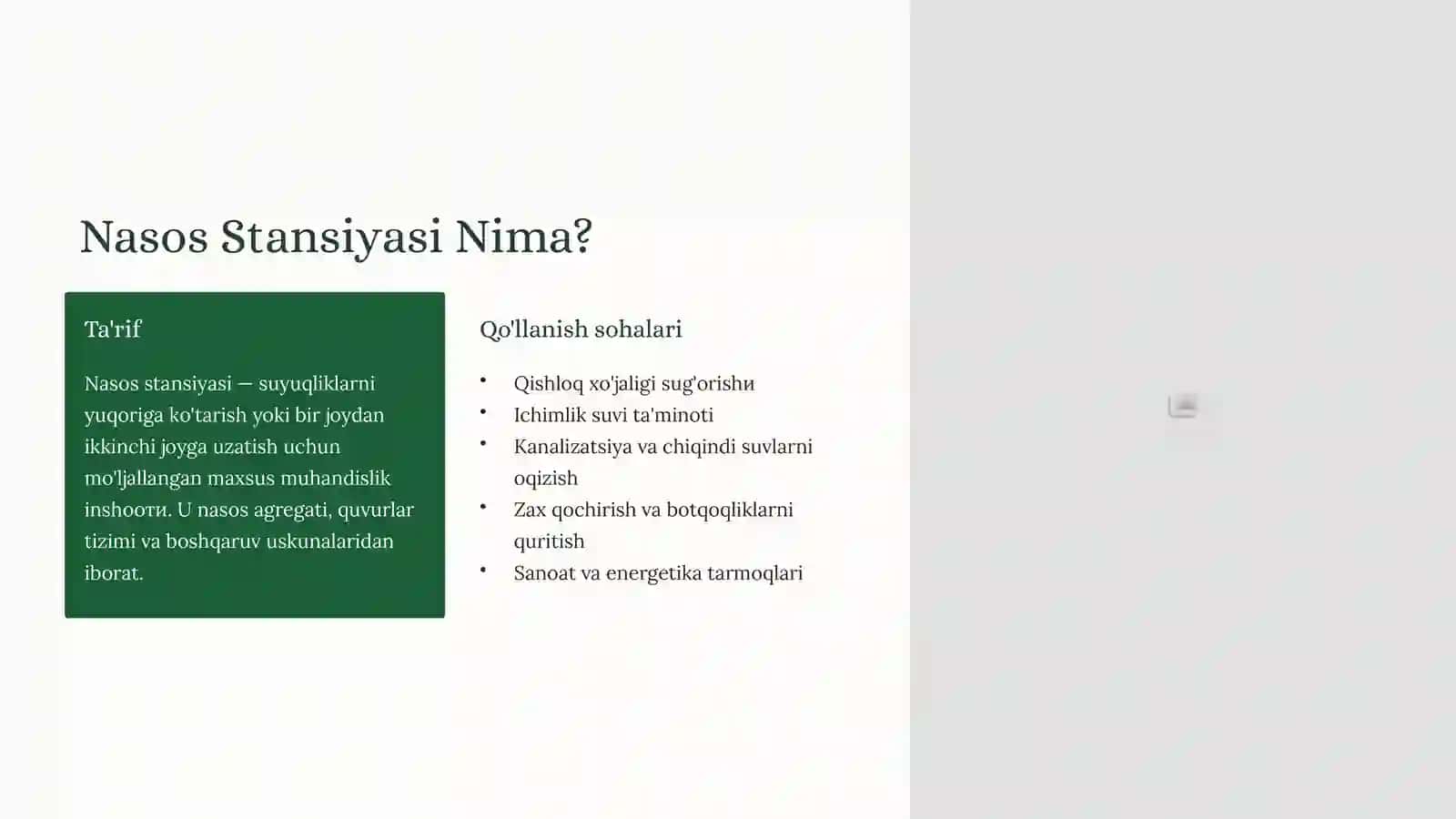 Nasos Stansiyalari: Fan va Texnologiya 2