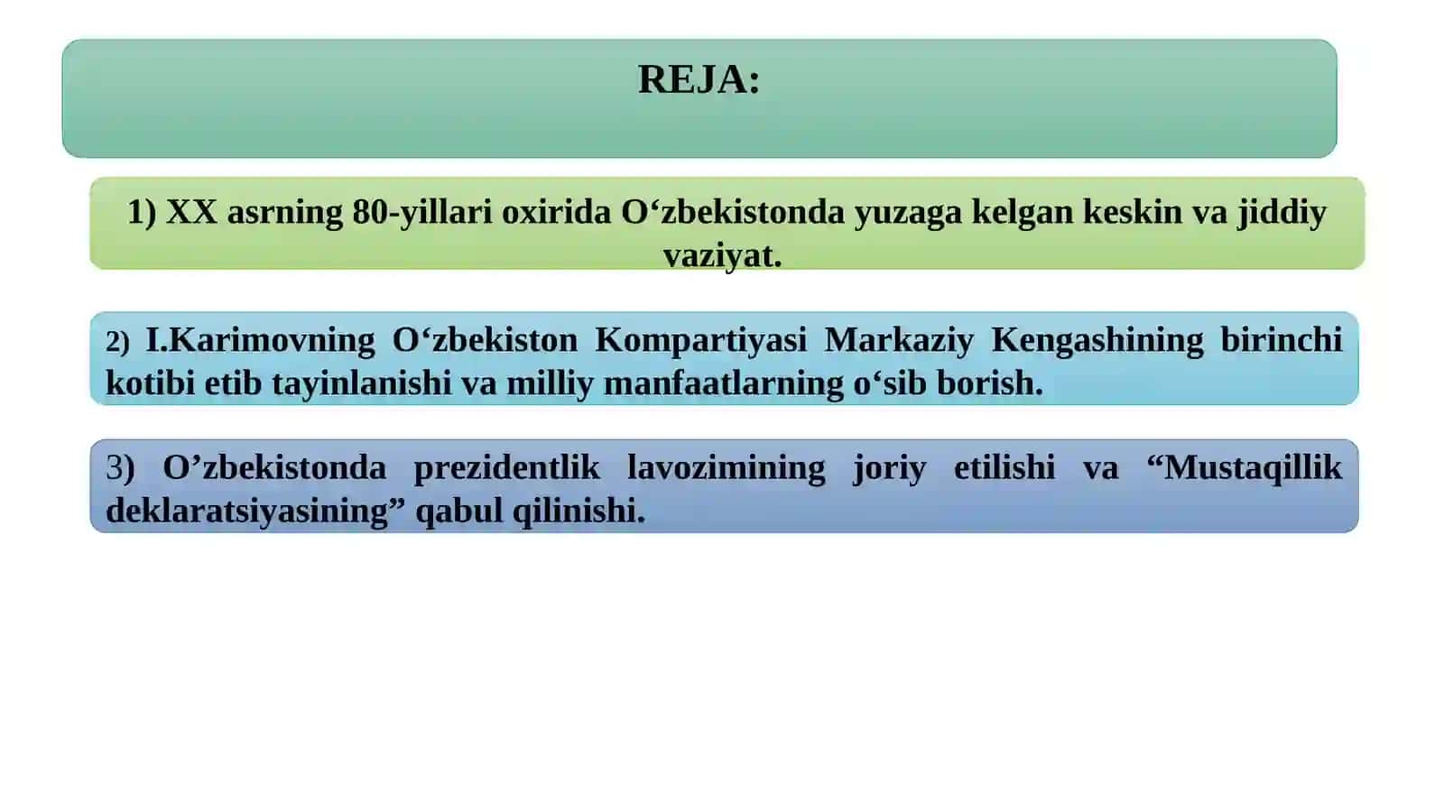 MUSTAQILLIKKA ERISHISH ARAFASIDA O‘ZBEKISTONDAGI IJTIMOIY-SIYOSIY JARAYONLAR 2