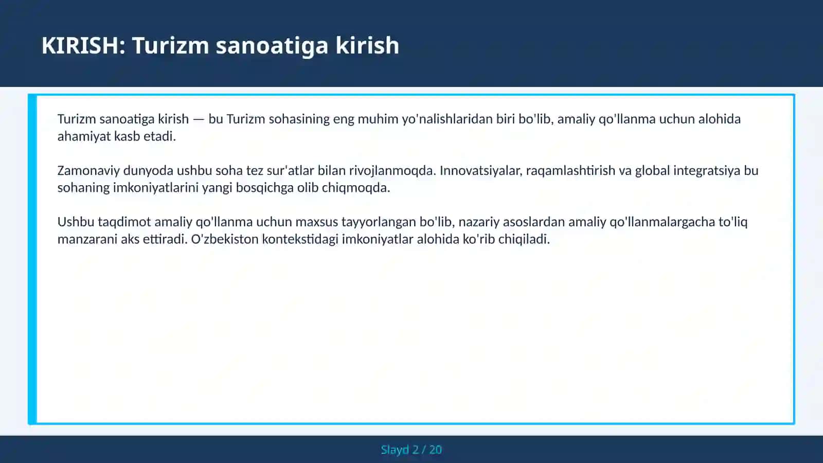 Turizm sanoatiga kirish 2