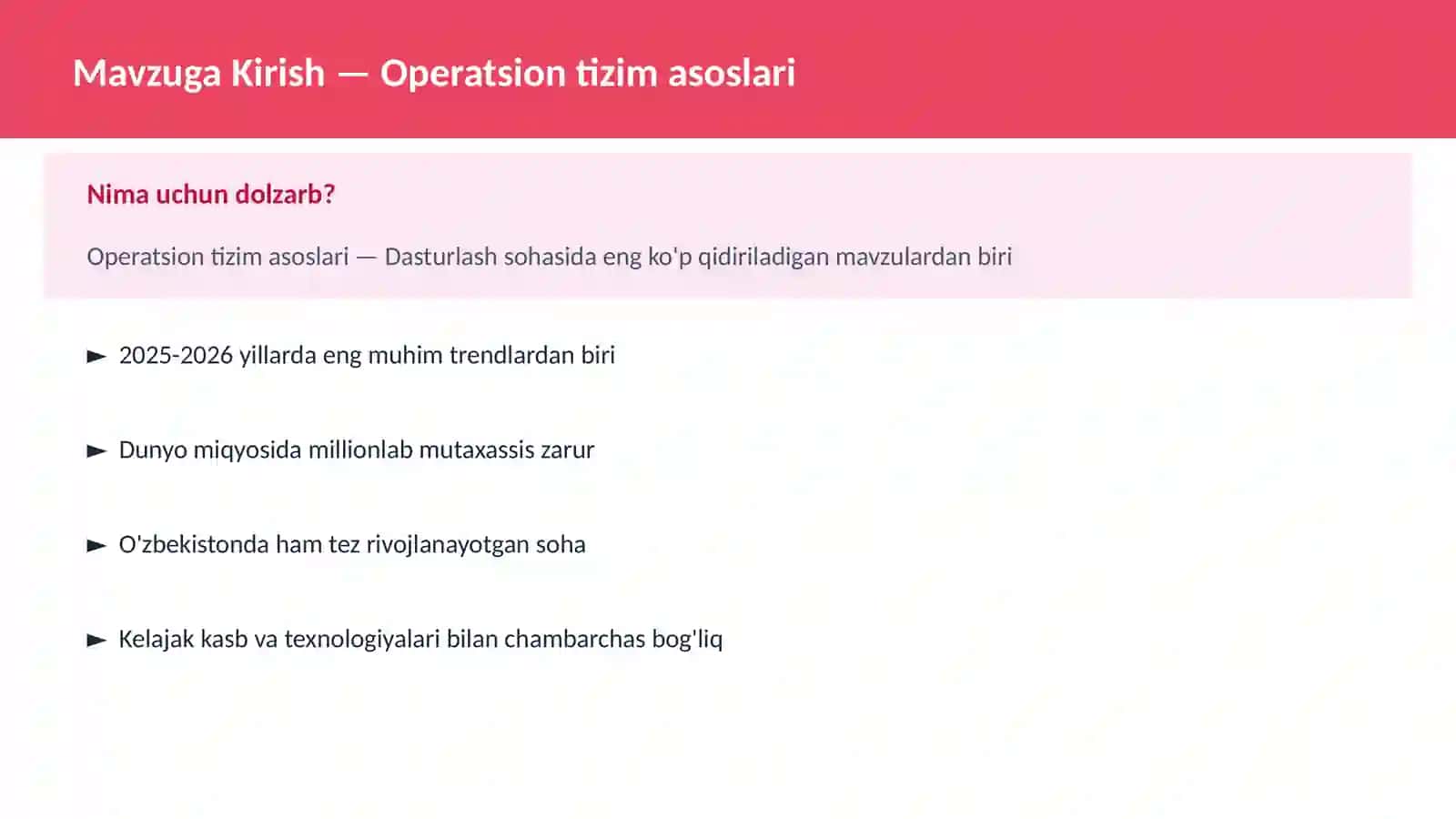 Operatsion tizim asoslari 2
