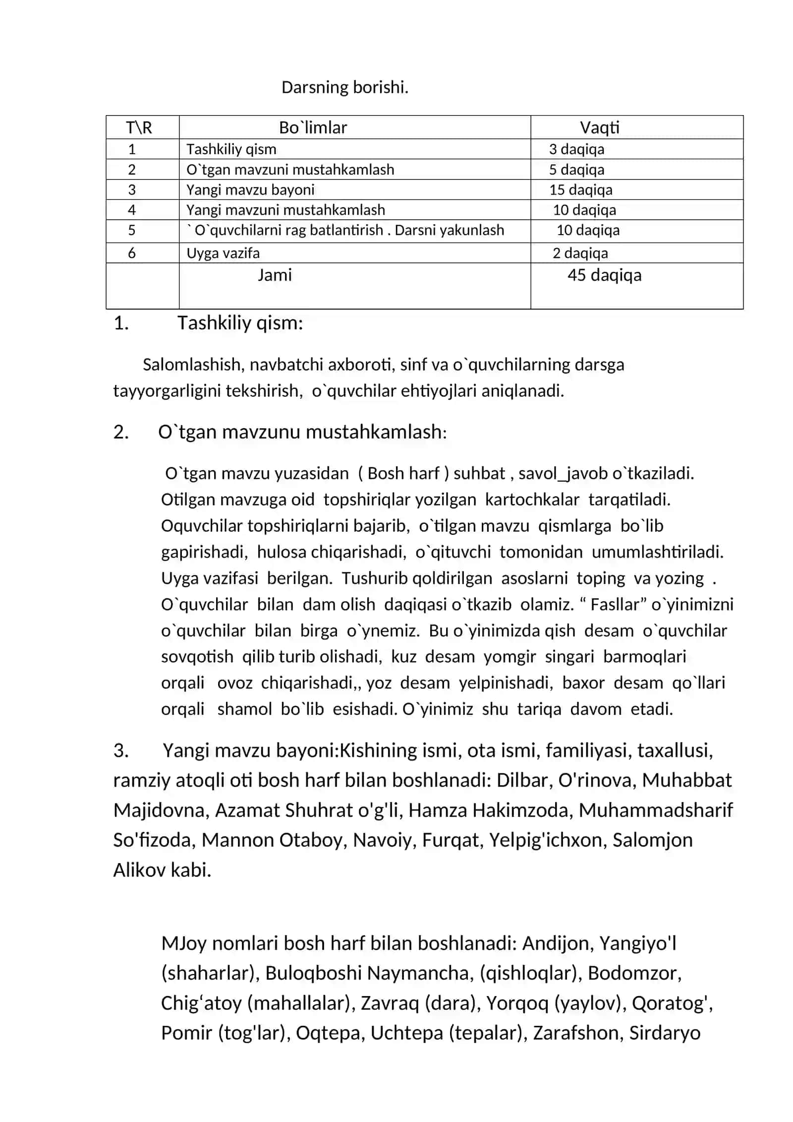 Bosh harf. Ismni bildiradigan sözlarni aniqlash. 2