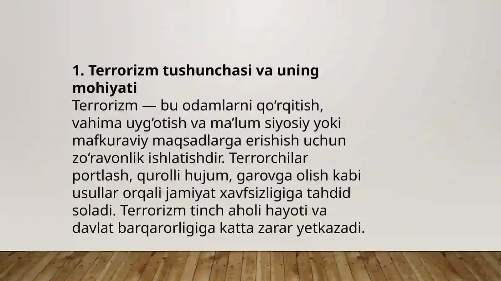 Terrorizim tushinchasi shakillari sabablari va unga qarshi kurash mexanizimlari 2