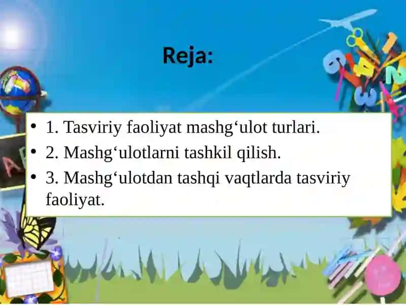 TASVIRIY FAOLIYAT MASHG‘ULOTLARINI TASHKIL QILISH 2