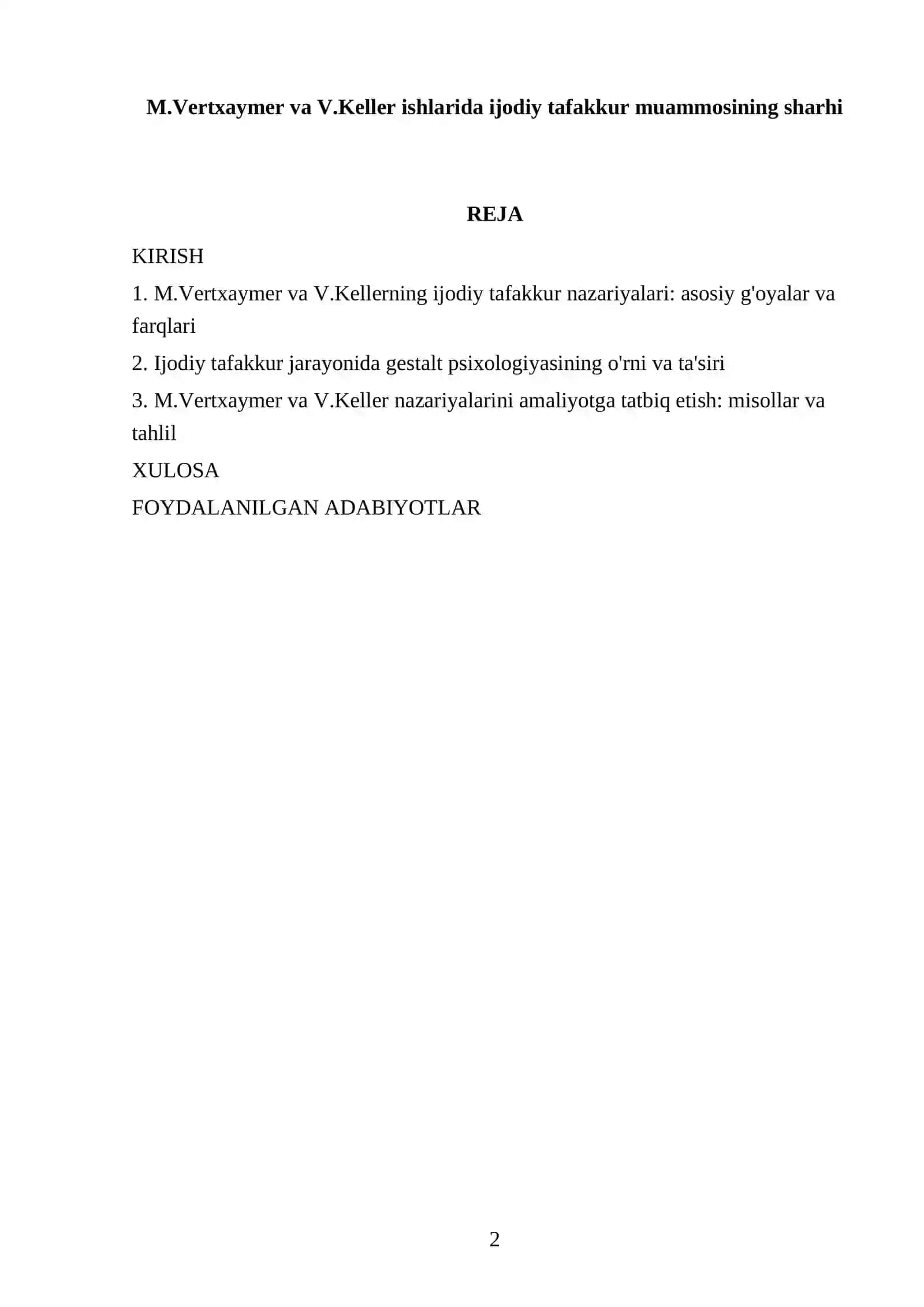 M.Vertxaymer va V.Keller ishlarida ijodiy tafakkur muammosining sharhi 2