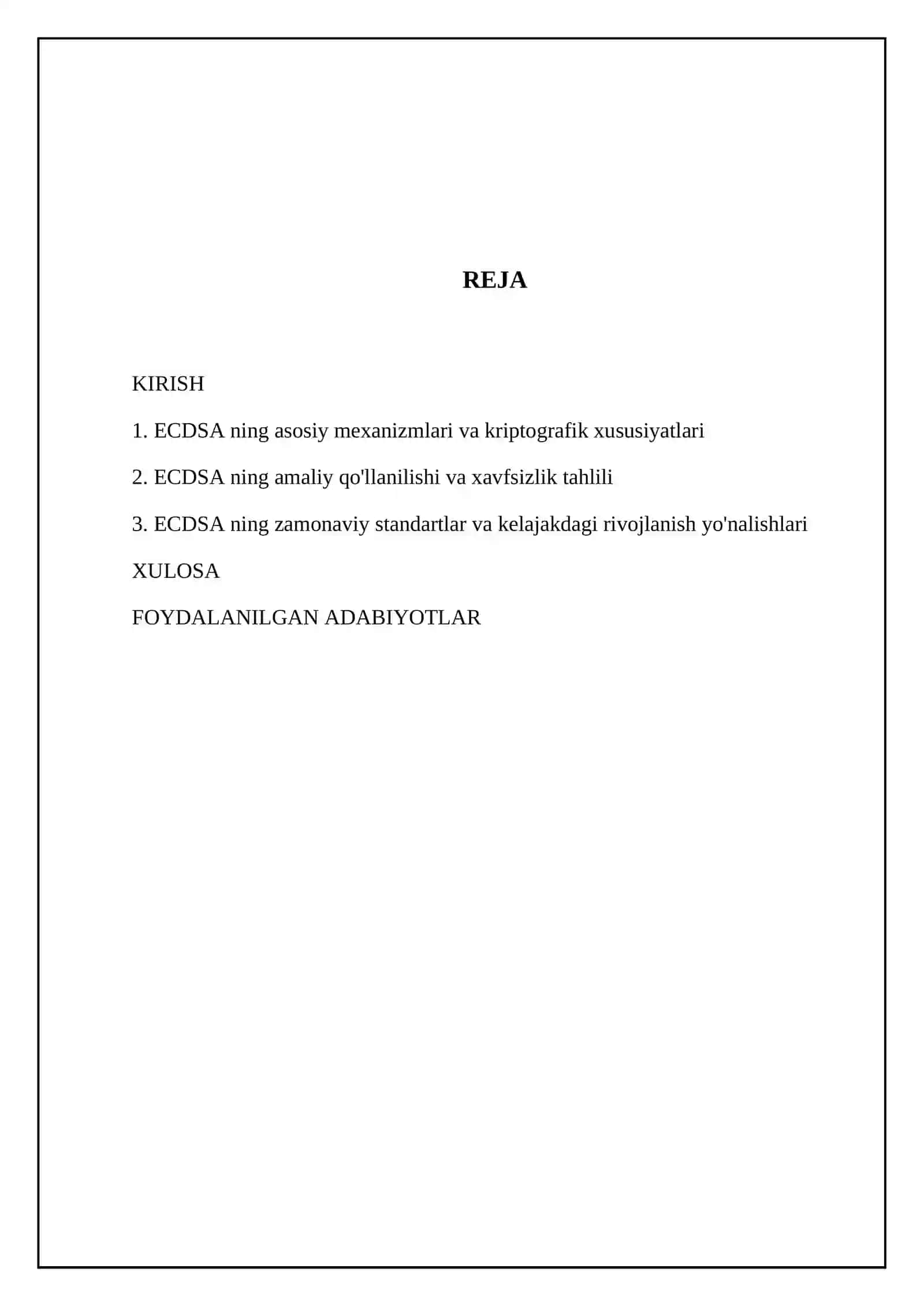 ECDSA (Elliptic Curve Digital Signature Algorithm) amaliy tahlili 2