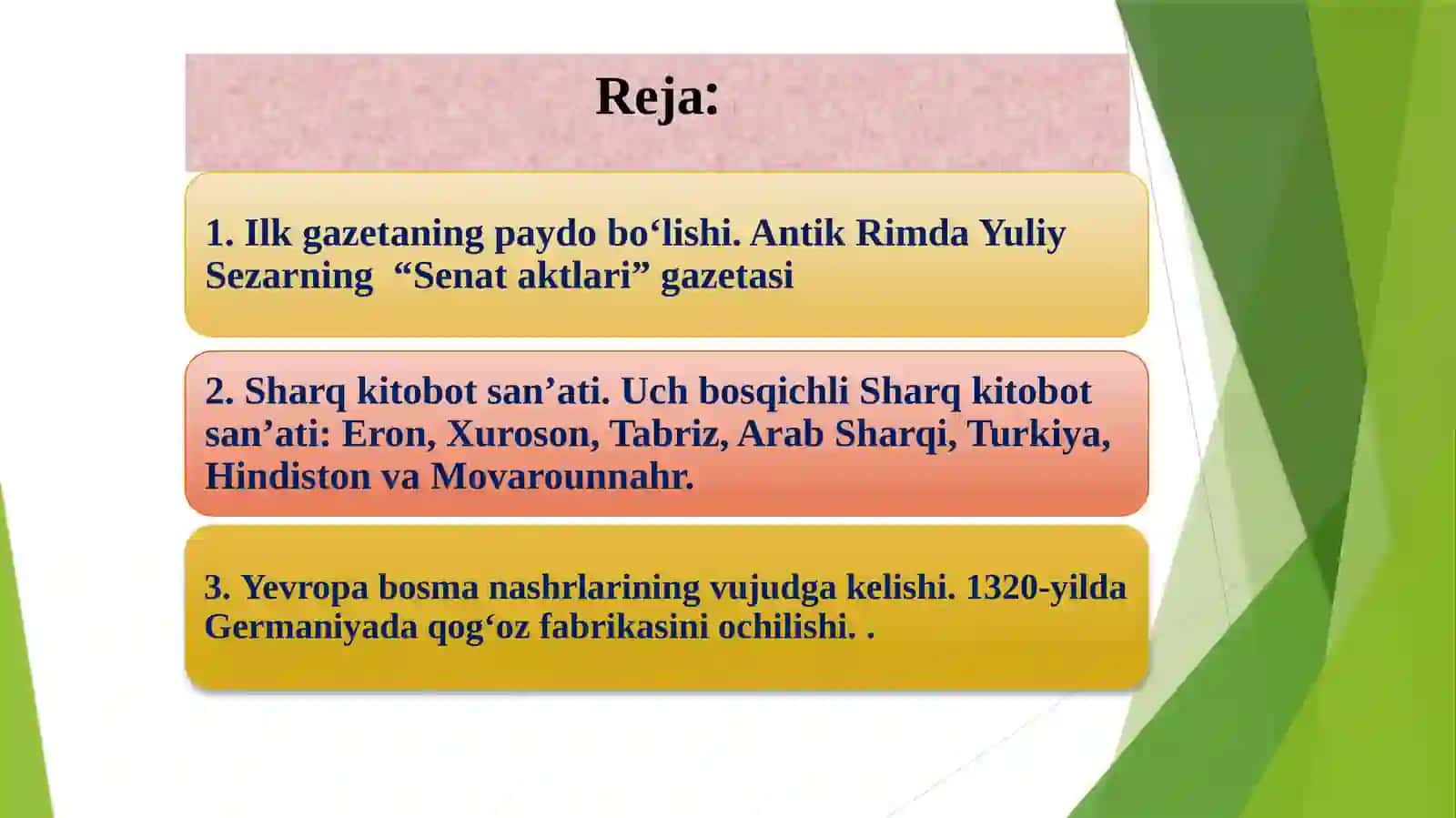INSONIYAT HAYOTIDA ILK BOSMA NASHRLAR 2