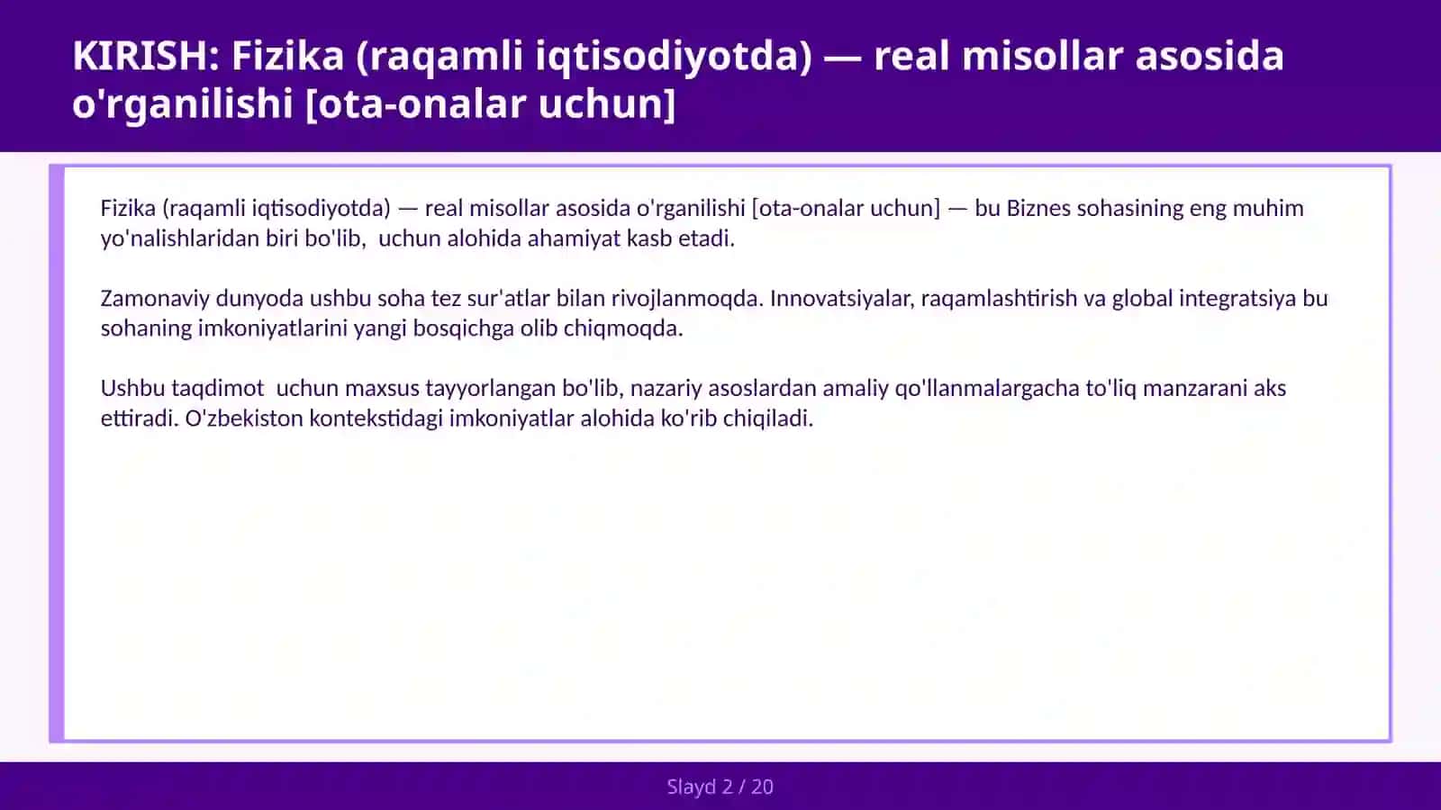 FIZIKA (RAQAMLI IQTISODIYOTDA) — REAL MISOLLAR ASOSIDA O'RGANILISHI [OTA-ONALAR UCHUN] 2