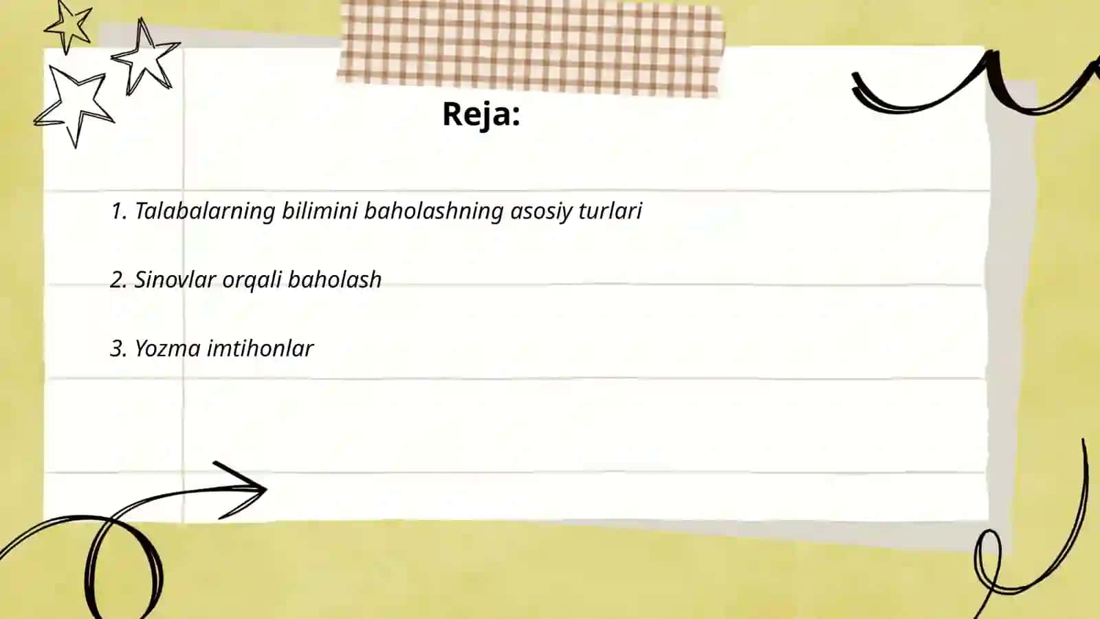 Talabalarning bilimini baholashning asosiy turlari 2