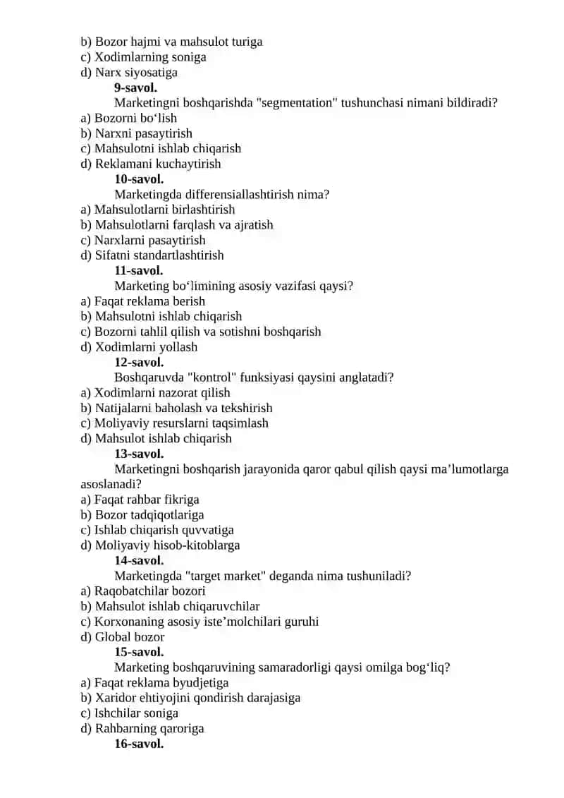 Marketingning tarkibiy tuzilishi va boshqaruvni tashkil etish 2
