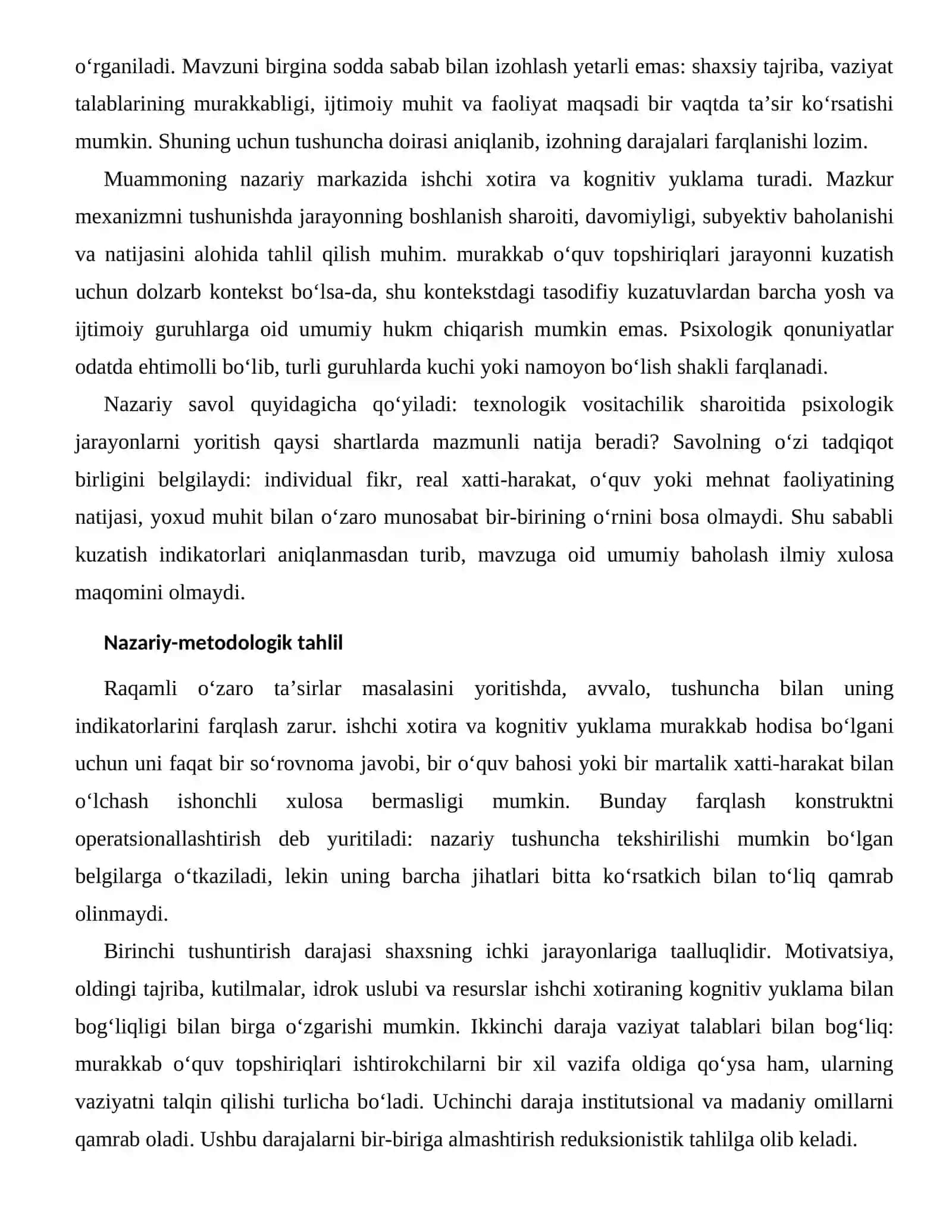 ISHCHI XOTIRANING KOGNITIV YUKLAMA BILAN BOG‘LIQLIGI — RAQAMLI MUHITDAGI XUSUSIYATLARI 2