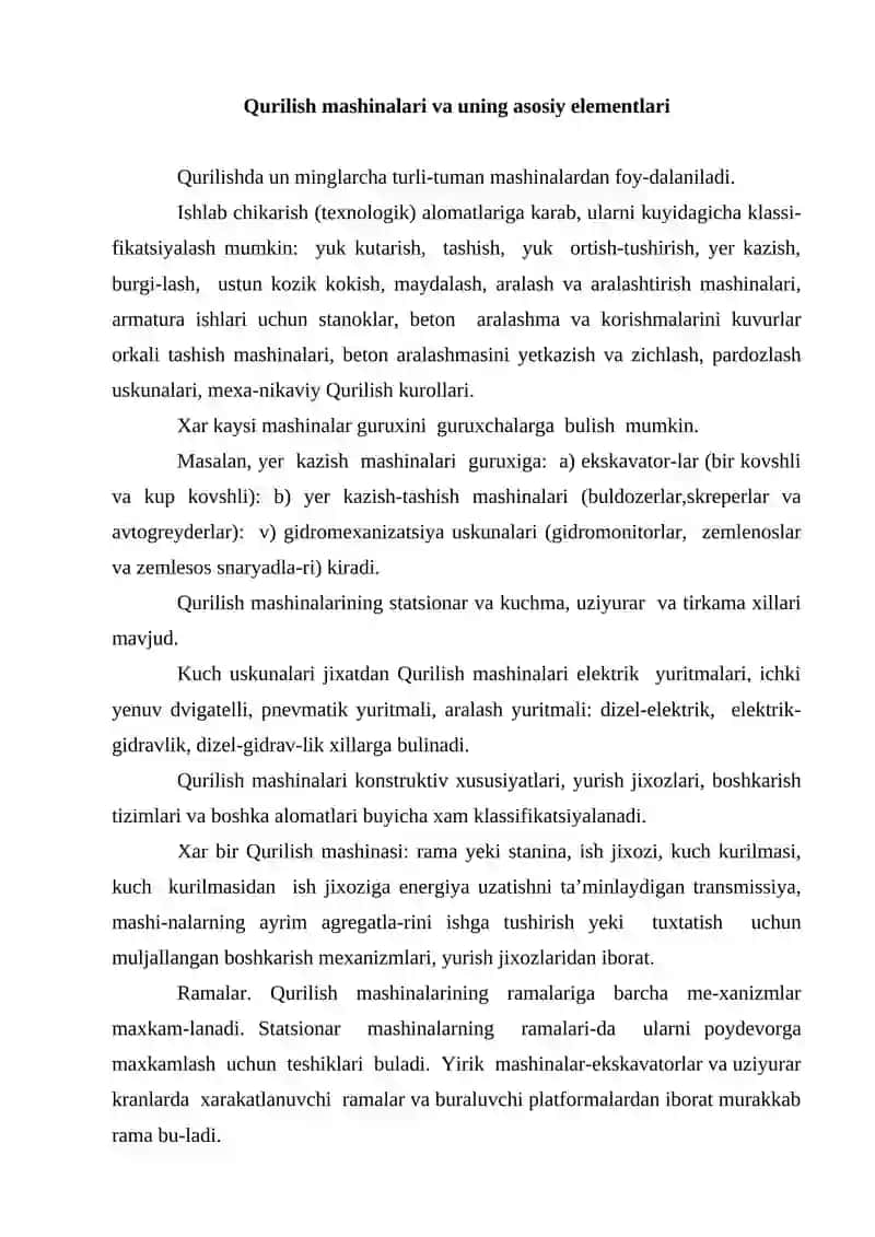 Zamonaviy qurilish mnashinalari 2
