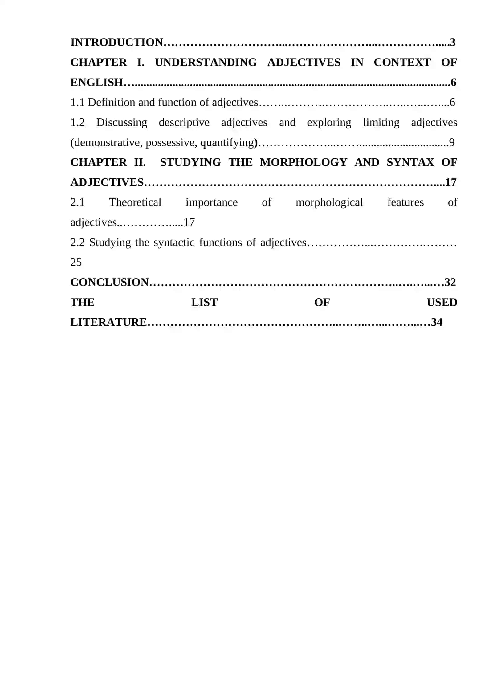 COURSE PAPER: ADJECTIVE AND ITS GRAMMATICAL FEATURES 2