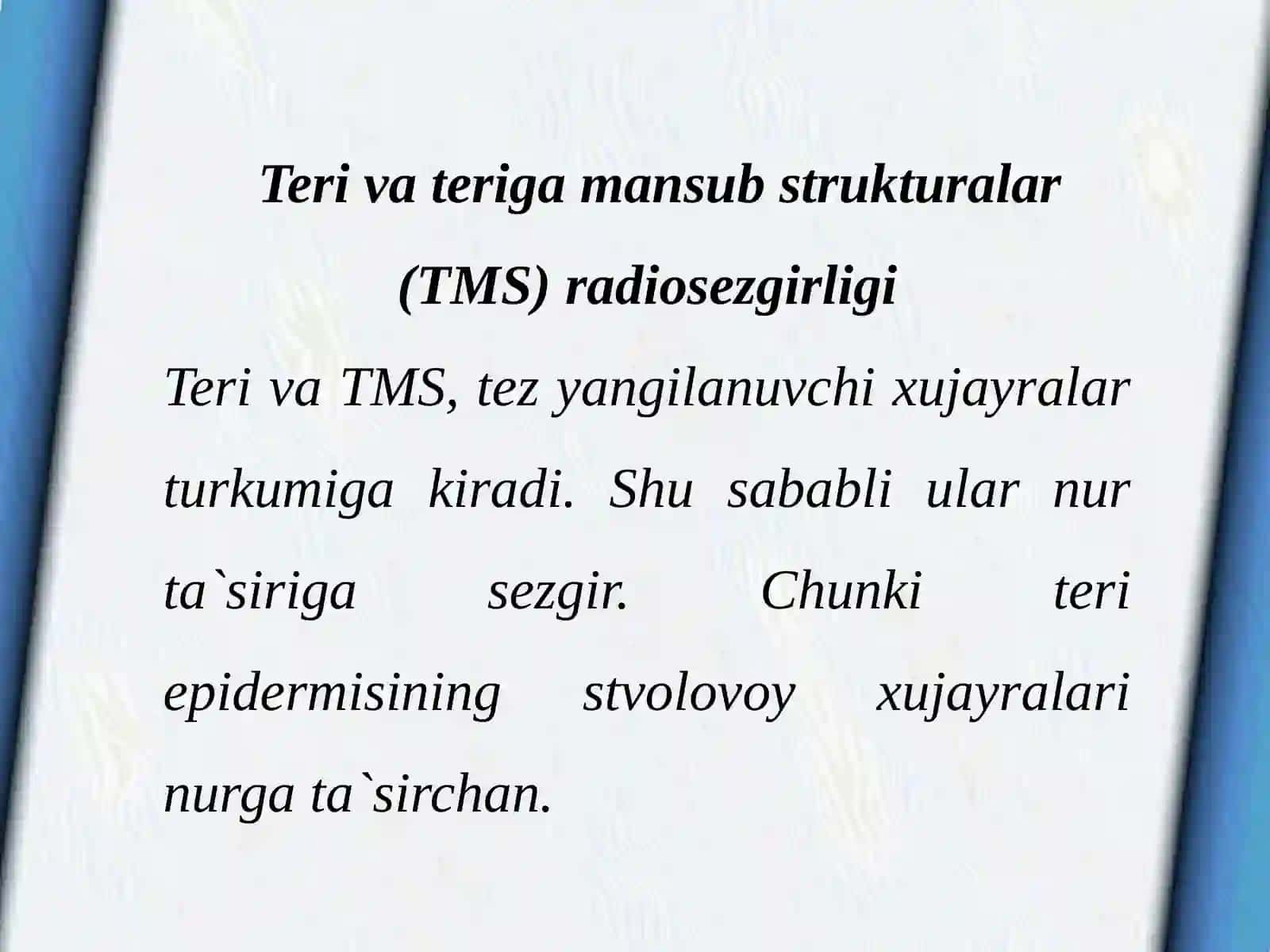 Turli organ va to’qimalar radiosezgirligi 2