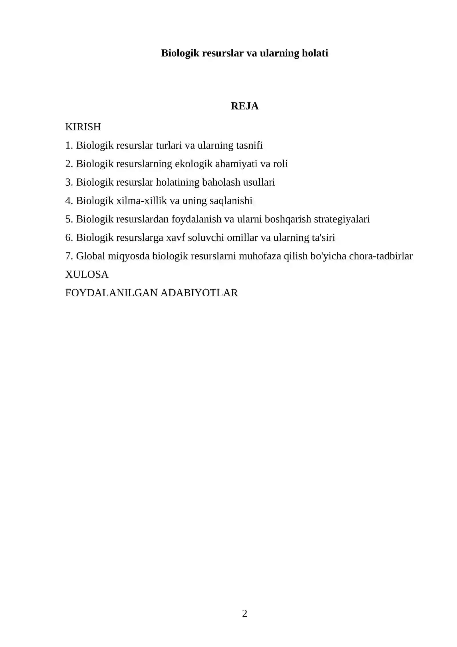 Biologik resurslar va ularning holatі 2