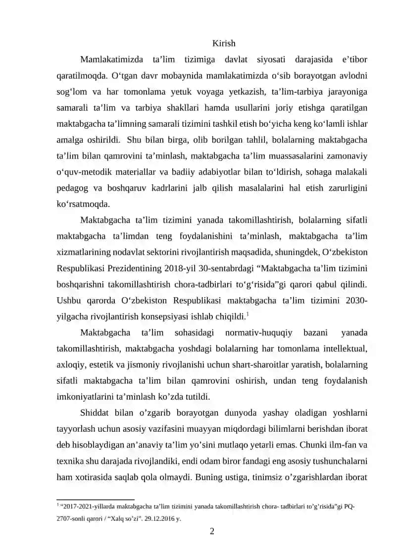 Maktabgacha ta'limning muqobil shakllarini joriy etish va shakllantrish 2
