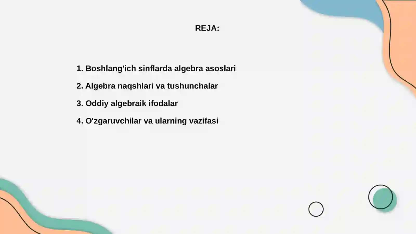 Boshlang'ich sinflarda Algebra Elementlarini o'rgatish 2