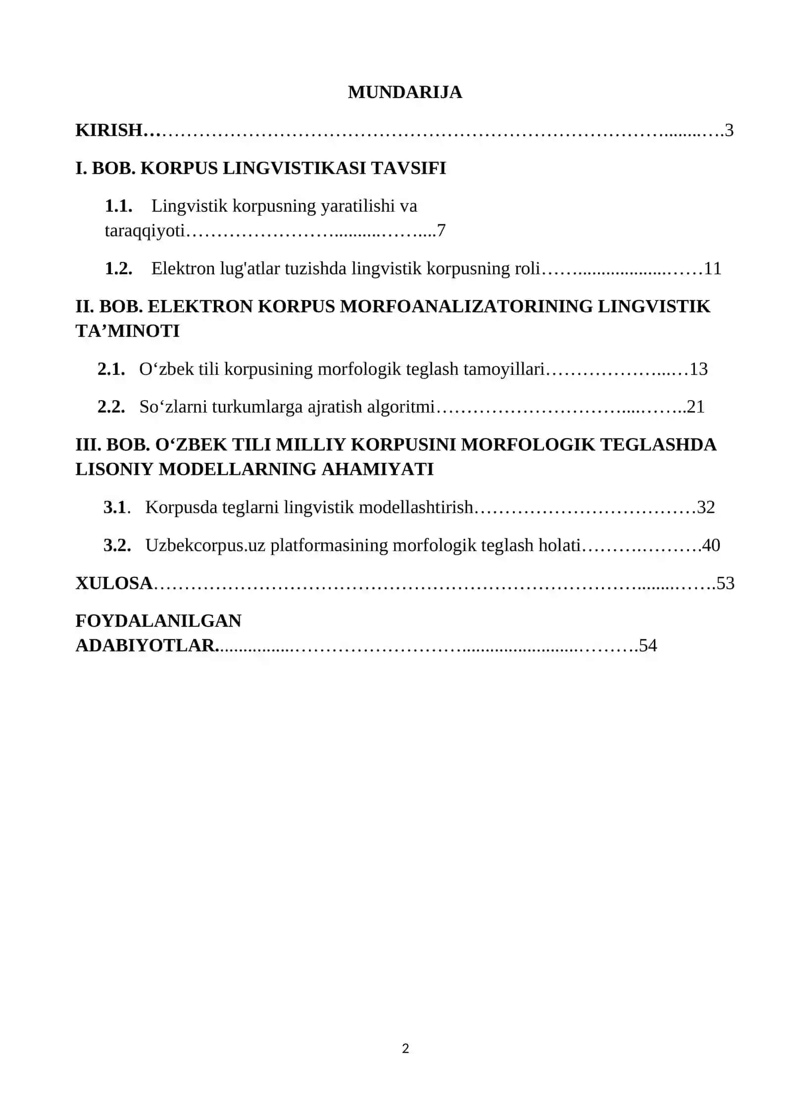 O‘zbek Tili Elektron Korpusini Morfologik Teqlashda Lisoniy Modellarning O‘rni 2