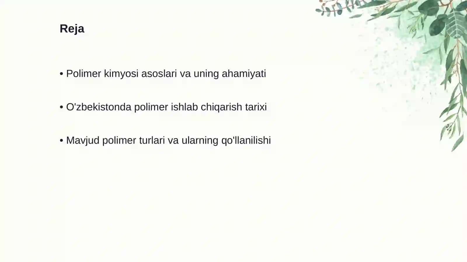 Polimer kimyosi fani va uning istiqbollari 2