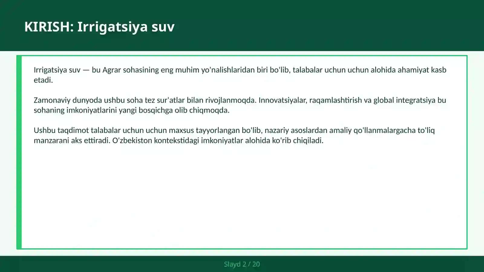 Irrigatsiya suv 2