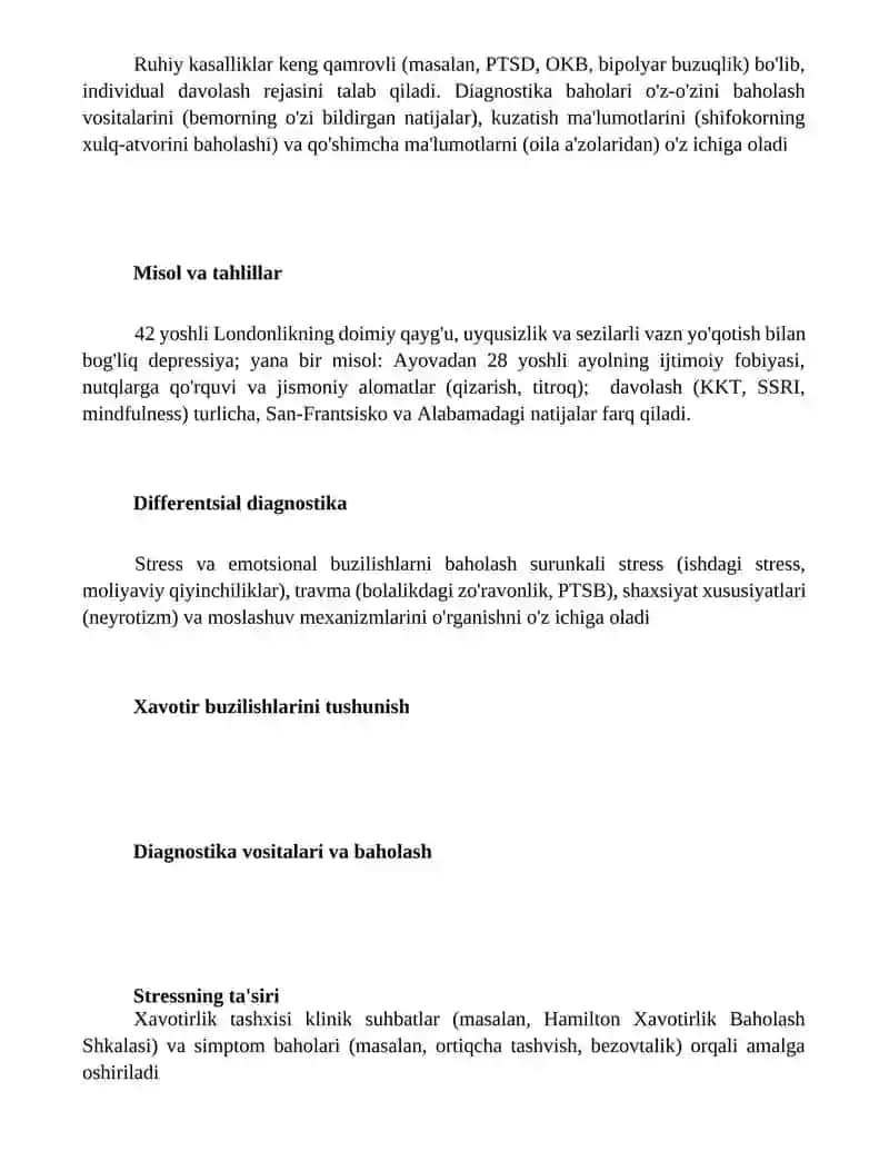 Xavotir, depressiya va emotsional buzilishlar,stress diagnostikasi 2