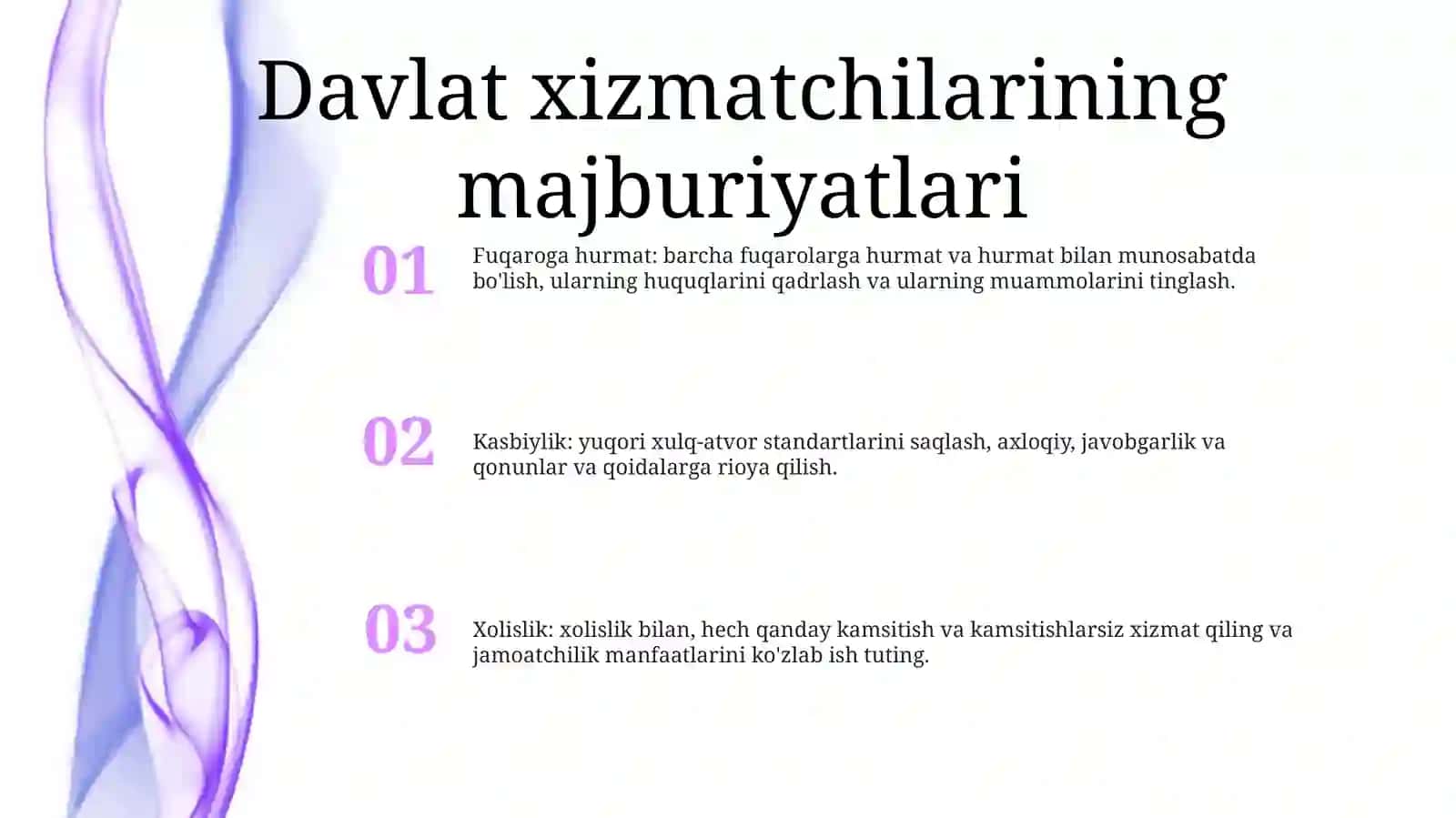Bugungi Yangi O'Zbekistonda Davlat Xizmatchilarining Odob Axloq Qoidalari 2