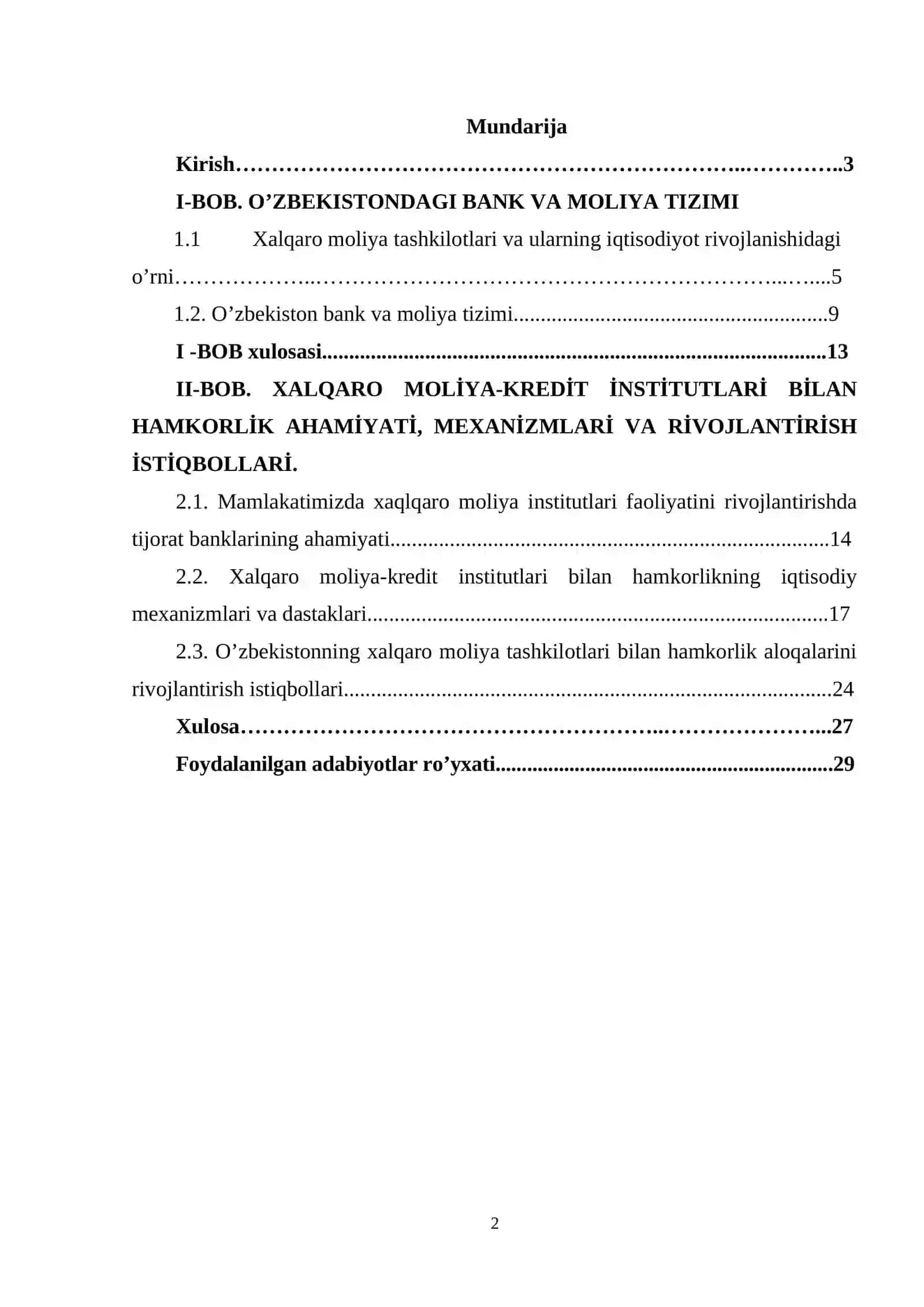 O‘zbekiston Respublikasi bank muassasalarining xalqaro moliya institutlari bilan o‘zaro aloqasini rivojlantirish istiqbollari 2