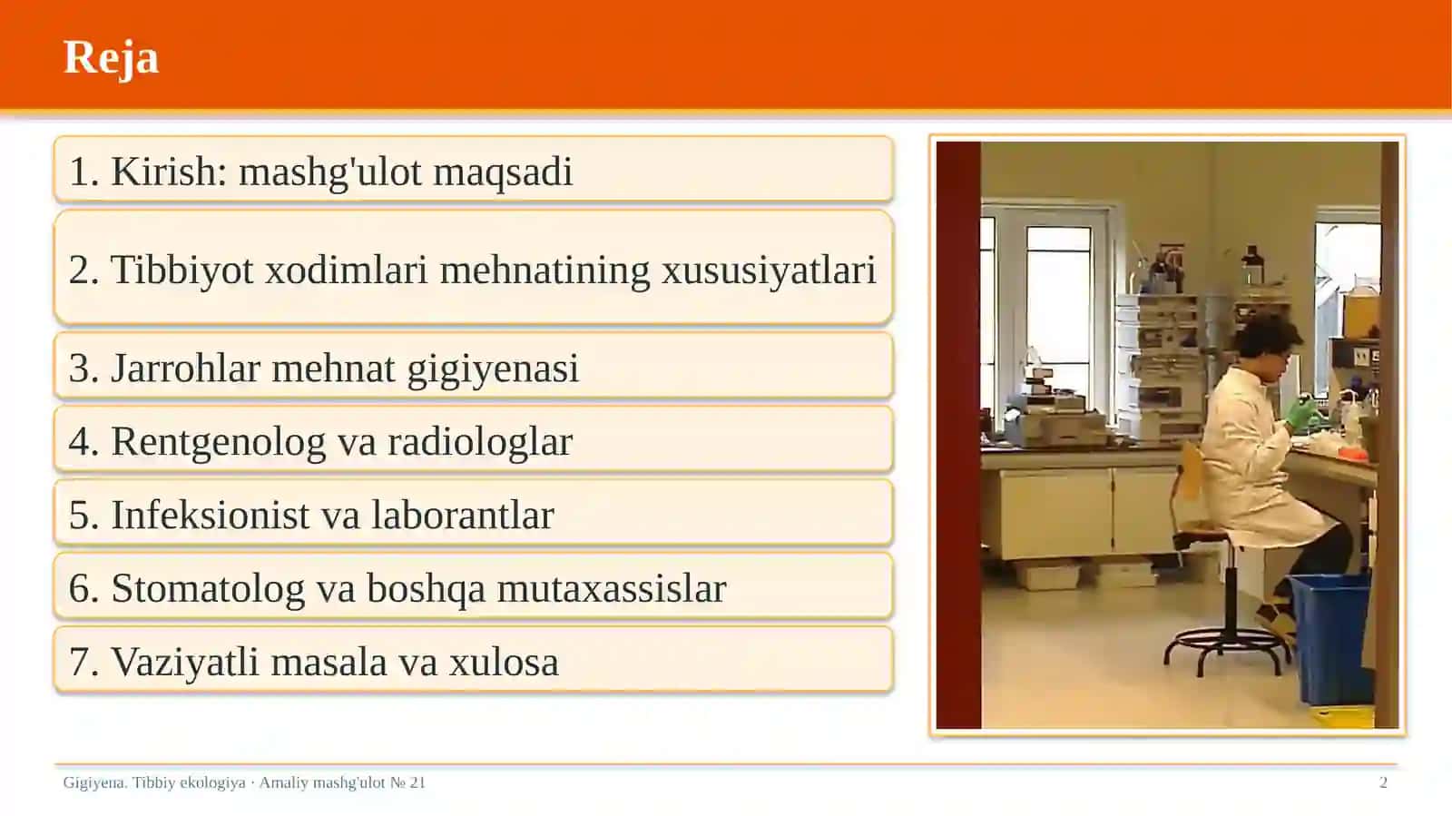 Gigiyena. Tibbiy ekologiya · Amaliy mashg'ulot № 21 2