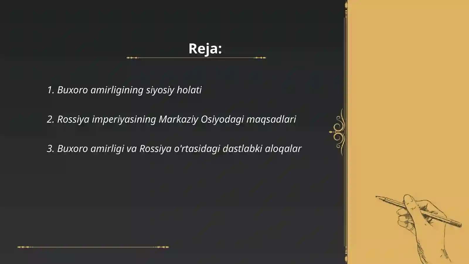 Buxoro amirligining Rossiya imperiyasi vassalligiga aylanishi 2