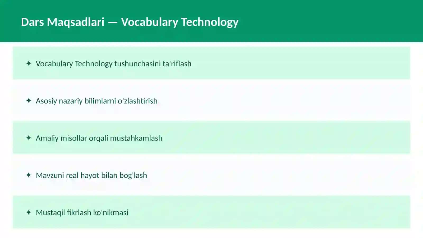 O'qituvchilar va talabalar uchun dars ishlanma 2